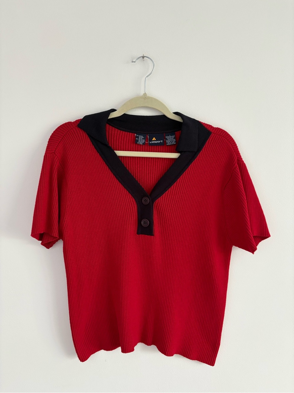 Vintage Lizsport Liz Claiborne Knit Short Sleeve Sweater Size Large